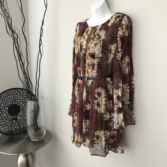 Fab’rik Pleat LS Ombré Swing Dress Size Small - Picture 3 of 6